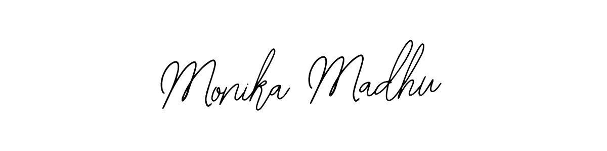 The best way (Bearetta-2O07w) to make a short signature is to pick only two or three words in your name. The name Monika Madhu include a total of six letters. For converting this name. Monika Madhu signature style 12 images and pictures png