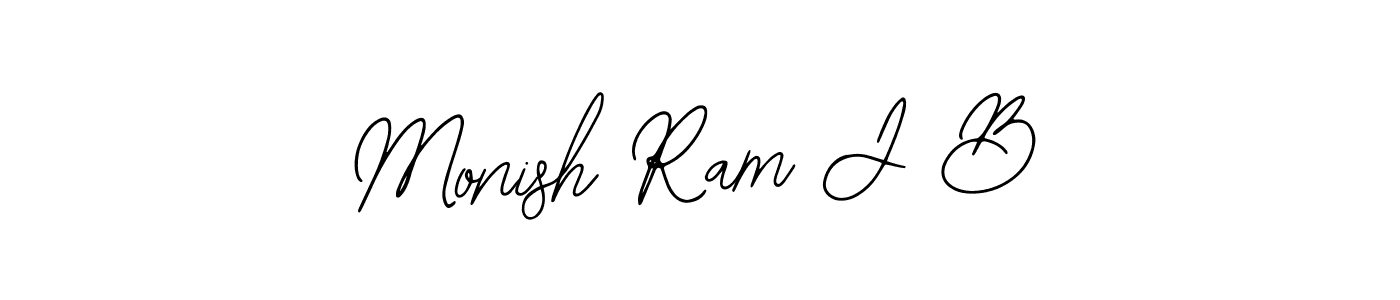 How to make Monish Ram J B name signature. Use Bearetta-2O07w style for creating short signs online. This is the latest handwritten sign. Monish Ram J B signature style 12 images and pictures png