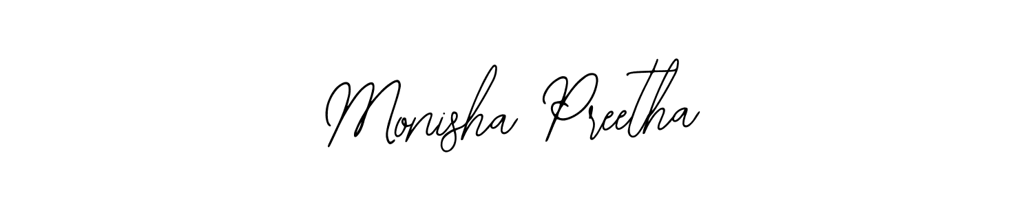 Also You can easily find your signature by using the search form. We will create Monisha Preetha name handwritten signature images for you free of cost using Bearetta-2O07w sign style. Monisha Preetha signature style 12 images and pictures png