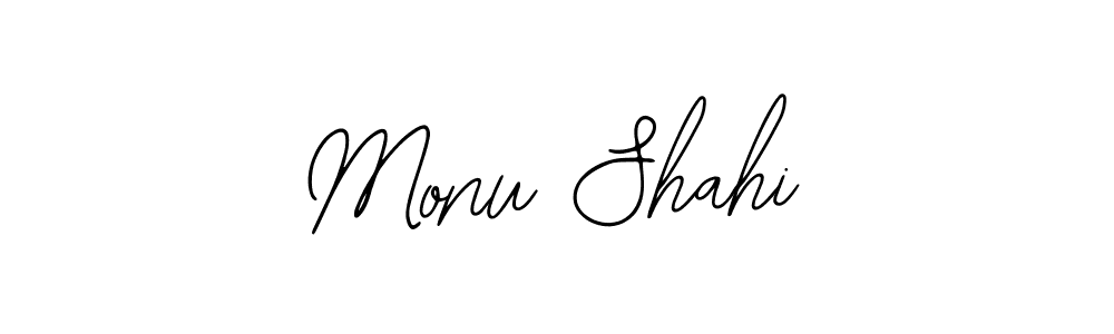 The best way (Bearetta-2O07w) to make a short signature is to pick only two or three words in your name. The name Monu Shahi include a total of six letters. For converting this name. Monu Shahi signature style 12 images and pictures png