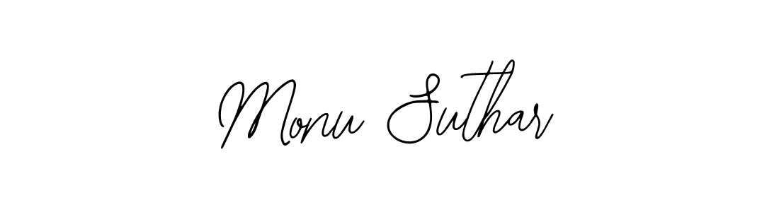 How to make Monu Suthar name signature. Use Bearetta-2O07w style for creating short signs online. This is the latest handwritten sign. Monu Suthar signature style 12 images and pictures png