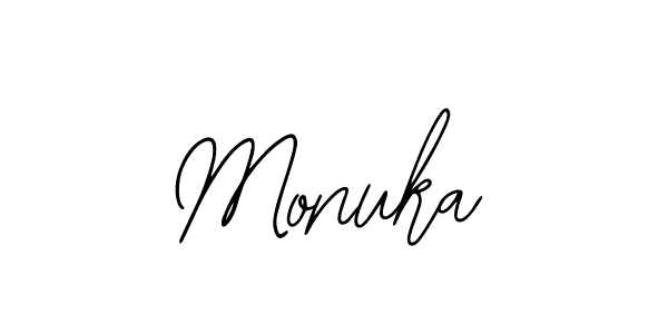 if you are searching for the best signature style for your name Monuka. so please give up your signature search. here we have designed multiple signature styles  using Bearetta-2O07w. Monuka signature style 12 images and pictures png