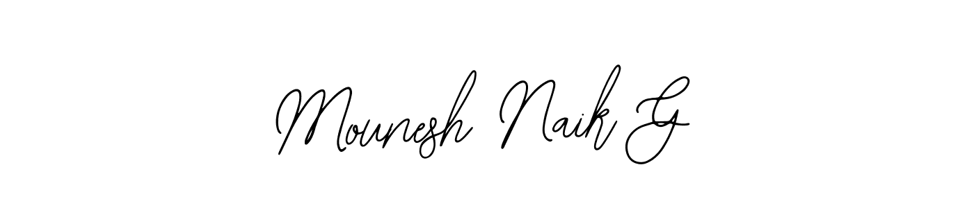 Also You can easily find your signature by using the search form. We will create Mounesh Naik G name handwritten signature images for you free of cost using Bearetta-2O07w sign style. Mounesh Naik G signature style 12 images and pictures png