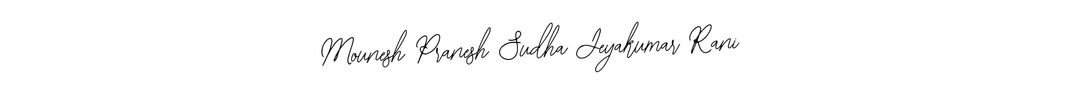 if you are searching for the best signature style for your name Mounesh Pranesh Sudha Jeyakumar Rani. so please give up your signature search. here we have designed multiple signature styles  using Bearetta-2O07w. Mounesh Pranesh Sudha Jeyakumar Rani signature style 12 images and pictures png