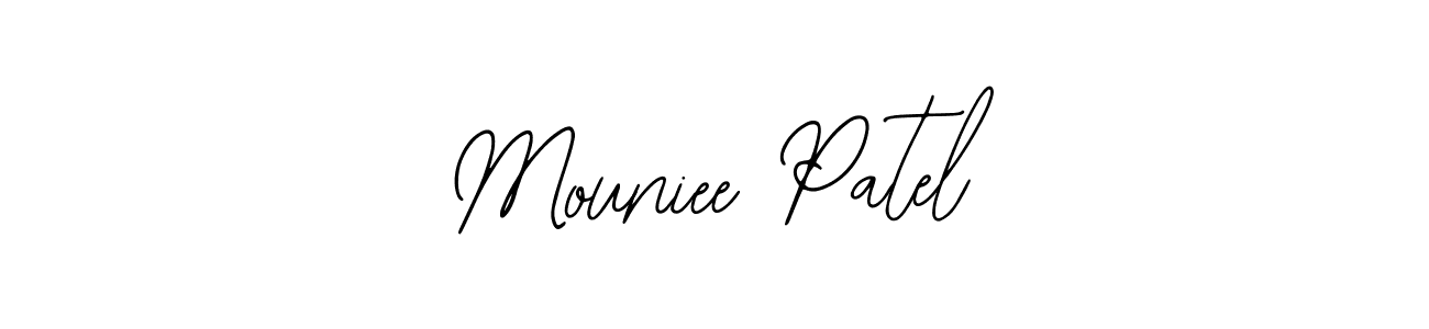 How to make Mouniee Patel name signature. Use Bearetta-2O07w style for creating short signs online. This is the latest handwritten sign. Mouniee Patel signature style 12 images and pictures png