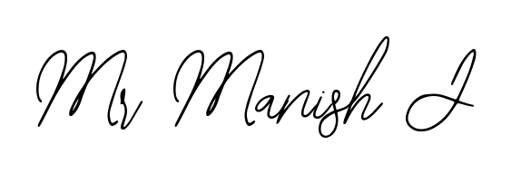 A stylish, flowing autograph style designed for name Mr Manish J using Bearetta-2O07w typography. Perfect for digital creative projects. Mr Manish J signature style 12 images and pictures png
