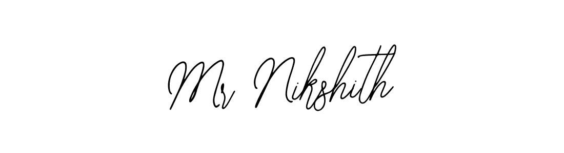 Also You can easily find your signature by using the search form. We will create Mr Nikshith name handwritten signature images for you free of cost using Bearetta-2O07w sign style. Mr Nikshith signature style 12 images and pictures png