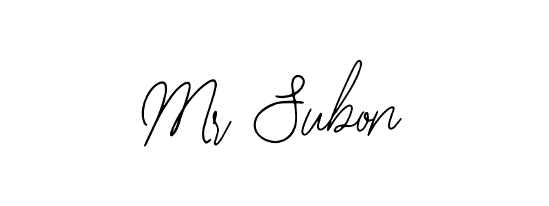 The best way (Bearetta-2O07w) to make a short signature is to pick only two or three words in your name. The name Mr Subon include a total of six letters. For converting this name. Mr Subon signature style 12 images and pictures png