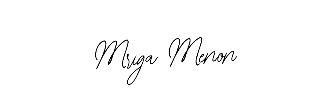 How to make Mriga Menon name signature. Use Bearetta-2O07w style for creating short signs online. This is the latest handwritten sign. Mriga Menon signature style 12 images and pictures png