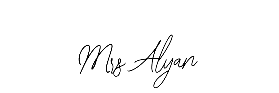 Use a signature maker to create a handwritten signature online. With this signature software, you can design (Bearetta-2O07w) your own signature for name Mrs Alyan. Mrs Alyan signature style 12 images and pictures png