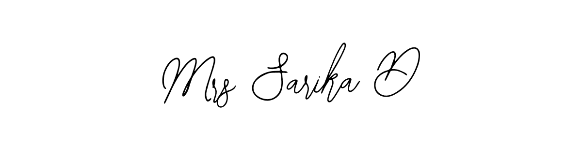 How to make Mrs Sarika D name signature. Use Bearetta-2O07w style for creating short signs online. This is the latest handwritten sign. Mrs Sarika D signature style 12 images and pictures png