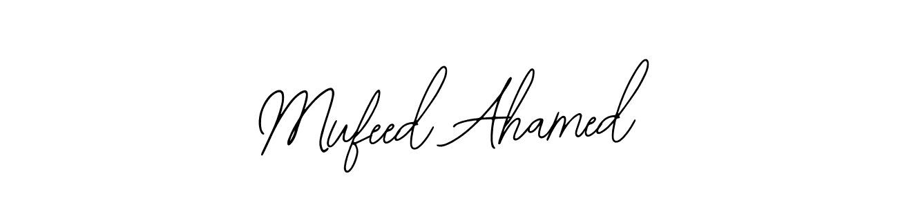 if you are searching for the best signature style for your name Mufeed Ahamed. so please give up your signature search. here we have designed multiple signature styles  using Bearetta-2O07w. Mufeed Ahamed signature style 12 images and pictures png