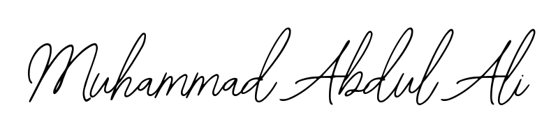 A sleek calligraphic signature for name Muhammad Abdul Ali utilizing Bearetta-2O07w styling. Great for adding personal signatures to photos and art. Muhammad Abdul Ali signature style 12 images and pictures png