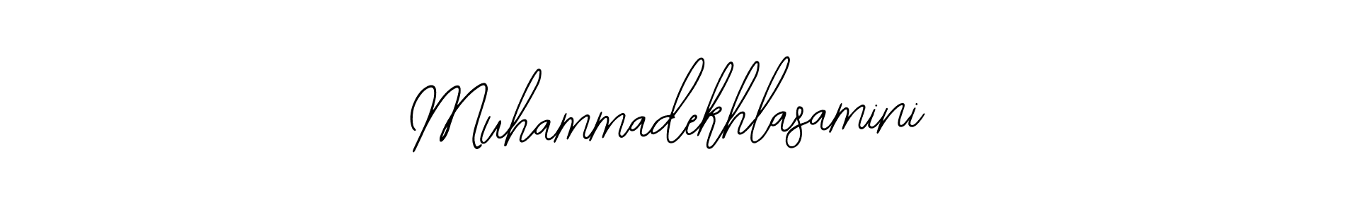 Bearetta-2O07w is a professional signature style that is perfect for those who want to add a touch of class to their signature. It is also a great choice for those who want to make their signature more unique. Get Muhammadekhlasamini name to fancy signature for free. Muhammadekhlasamini signature style 12 images and pictures png
