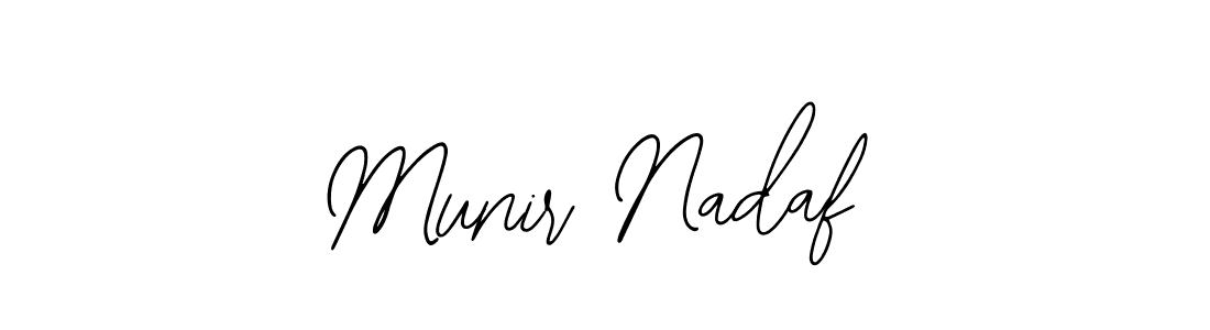 The best way (Bearetta-2O07w) to make a short signature is to pick only two or three words in your name. The name Munir Nadaf include a total of six letters. For converting this name. Munir Nadaf signature style 12 images and pictures png