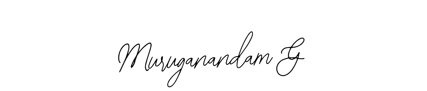 How to make Muruganandam G name signature. Use Bearetta-2O07w style for creating short signs online. This is the latest handwritten sign. Muruganandam G signature style 12 images and pictures png