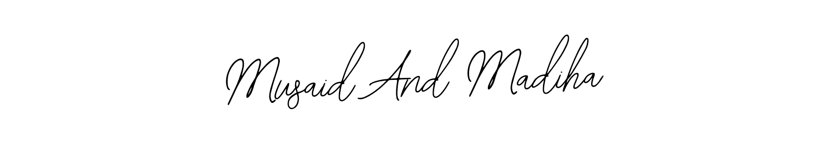 Also we have Musaid And Madiha name is the best signature style. Create professional handwritten signature collection using Bearetta-2O07w autograph style. Musaid And Madiha signature style 12 images and pictures png