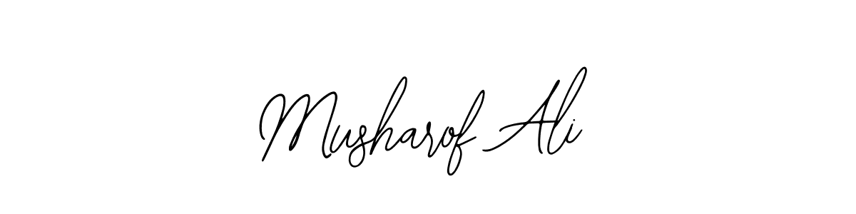 The best way (Bearetta-2O07w) to make a short signature is to pick only two or three words in your name. The name Musharof Ali include a total of six letters. For converting this name. Musharof Ali signature style 12 images and pictures png