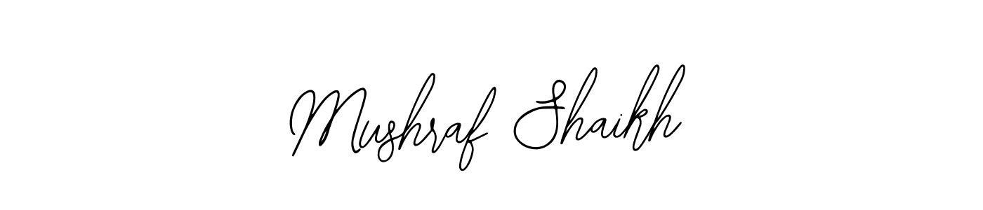 Also You can easily find your signature by using the search form. We will create Mushraf Shaikh name handwritten signature images for you free of cost using Bearetta-2O07w sign style. Mushraf Shaikh signature style 12 images and pictures png