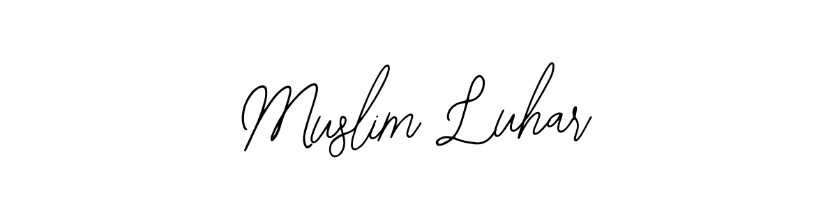 Use a signature maker to create a handwritten signature online. With this signature software, you can design (Bearetta-2O07w) your own signature for name Muslim Luhar. Muslim Luhar signature style 12 images and pictures png