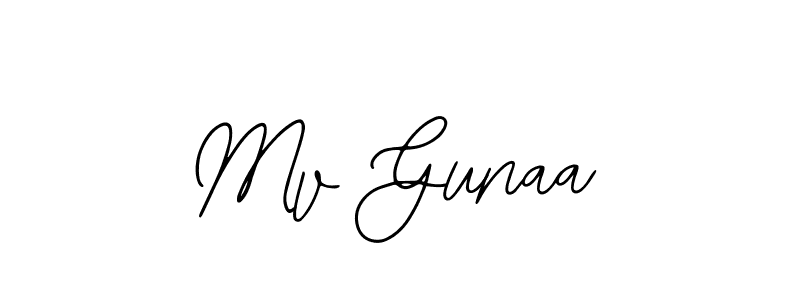 How to make Mv Gunaa name signature. Use Bearetta-2O07w style for creating short signs online. This is the latest handwritten sign. Mv Gunaa signature style 12 images and pictures png