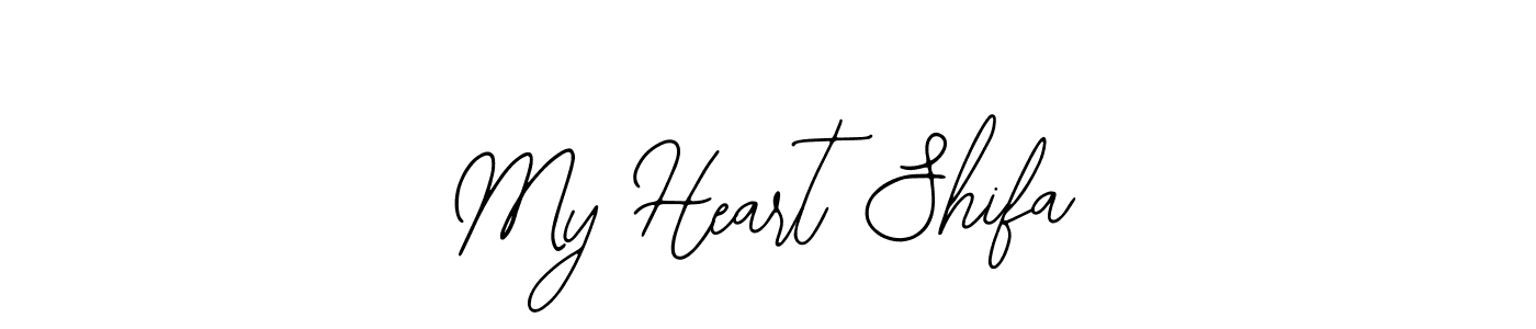 You should practise on your own different ways (Bearetta-2O07w) to write your name (My Heart Shifa) in signature. don't let someone else do it for you. My Heart Shifa signature style 12 images and pictures png