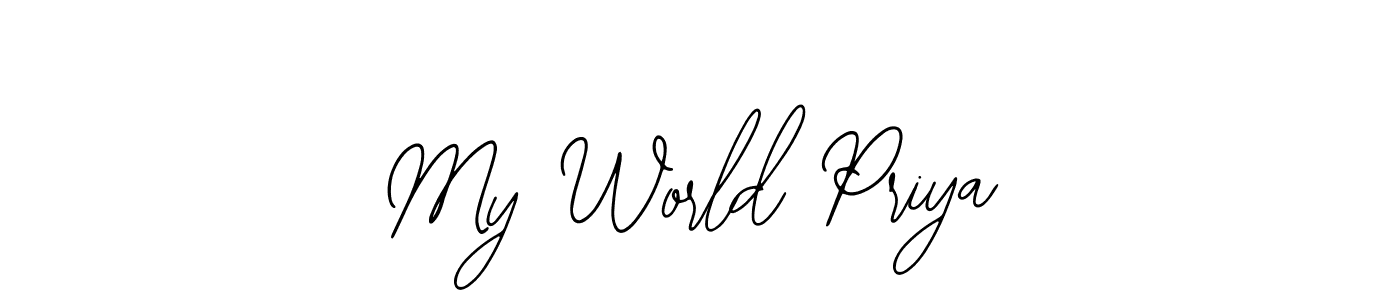 This is the best signature style for the My World Priya name. Also you like these signature font (Bearetta-2O07w). Mix name signature. My World Priya signature style 12 images and pictures png