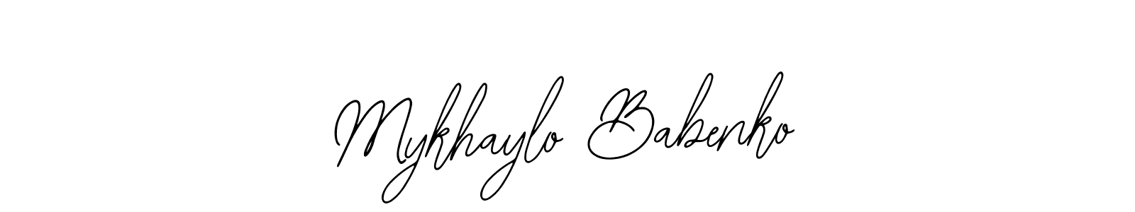 Bearetta-2O07w is a professional signature style that is perfect for those who want to add a touch of class to their signature. It is also a great choice for those who want to make their signature more unique. Get Mykhaylo Babenko name to fancy signature for free. Mykhaylo Babenko signature style 12 images and pictures png