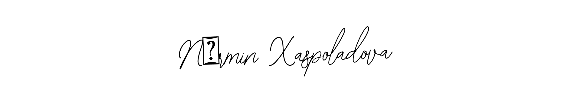 The best way (Bearetta-2O07w) to make a short signature is to pick only two or three words in your name. The name Nərmin Xaspoladova include a total of six letters. For converting this name. Nərmin Xaspoladova signature style 12 images and pictures png