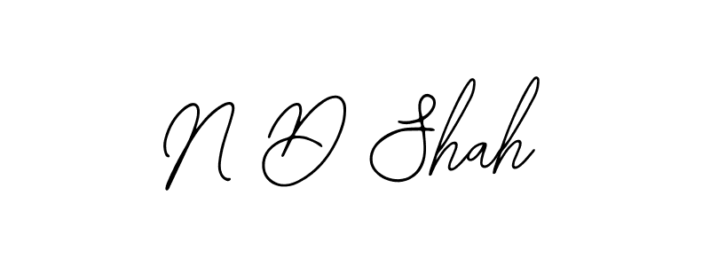 How to make N D Shah name signature. Use Bearetta-2O07w style for creating short signs online. This is the latest handwritten sign. N D Shah signature style 12 images and pictures png