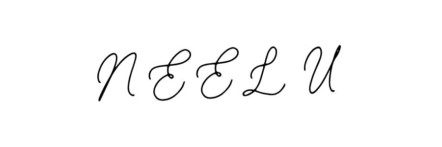 How to make N E E L U name signature. Use Bearetta-2O07w style for creating short signs online. This is the latest handwritten sign. N E E L U signature style 12 images and pictures png