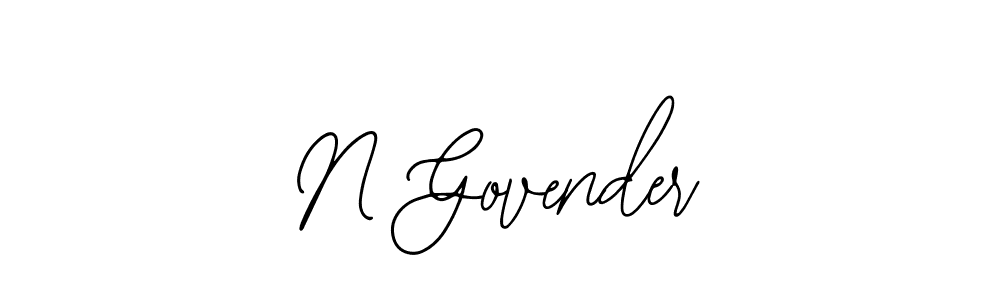 How to make N Govender name signature. Use Bearetta-2O07w style for creating short signs online. This is the latest handwritten sign. N Govender signature style 12 images and pictures png