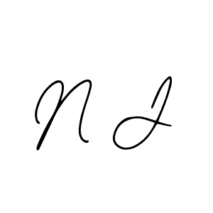 You should practise on your own different ways (Bearetta-2O07w) to write your name (N J) in signature. don't let someone else do it for you. N J signature style 12 images and pictures png