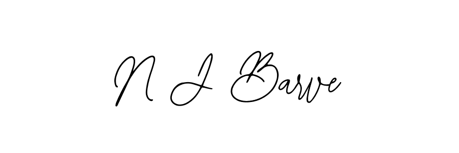 The best way (Bearetta-2O07w) to make a short signature is to pick only two or three words in your name. The name N J Barve include a total of six letters. For converting this name. N J Barve signature style 12 images and pictures png
