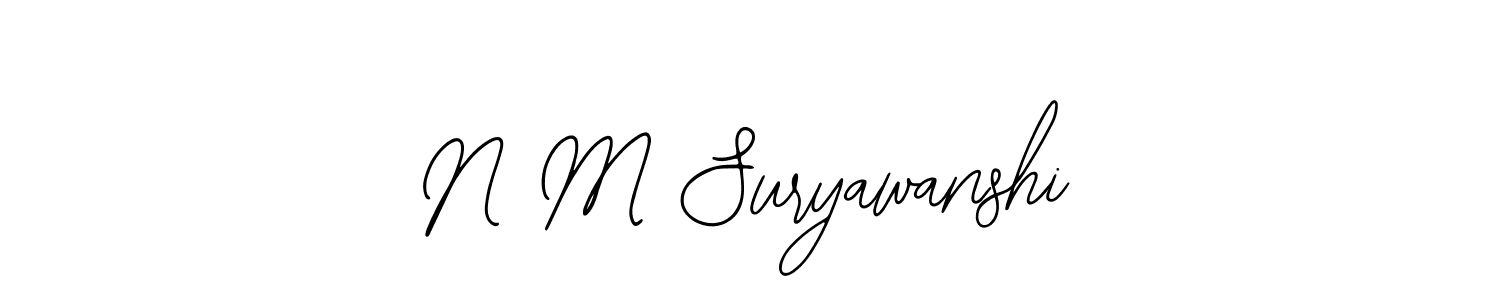 The best way (Bearetta-2O07w) to make a short signature is to pick only two or three words in your name. The name N M Suryawanshi include a total of six letters. For converting this name. N M Suryawanshi signature style 12 images and pictures png