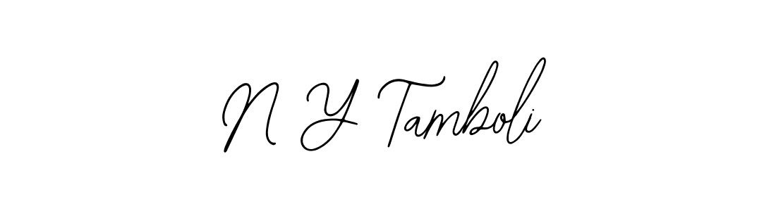 How to make N Y Tamboli name signature. Use Bearetta-2O07w style for creating short signs online. This is the latest handwritten sign. N Y Tamboli signature style 12 images and pictures png
