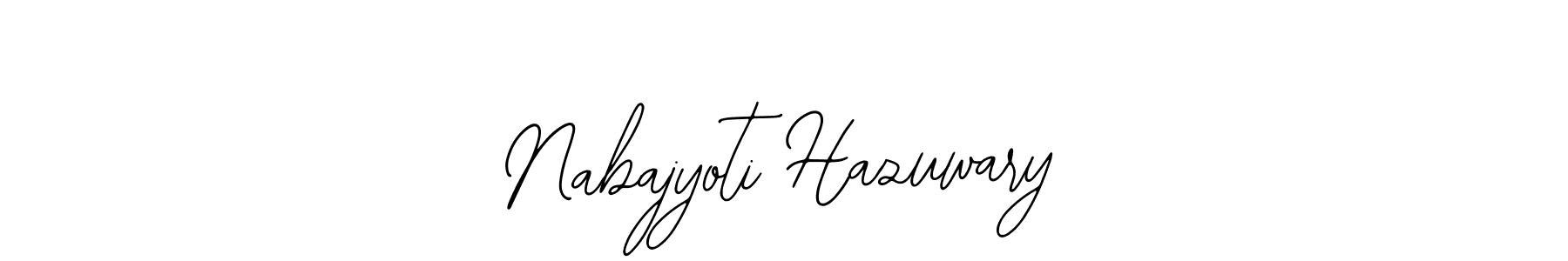 The best way (Bearetta-2O07w) to make a short signature is to pick only two or three words in your name. The name Nabajyoti Hazuwary include a total of six letters. For converting this name. Nabajyoti Hazuwary signature style 12 images and pictures png