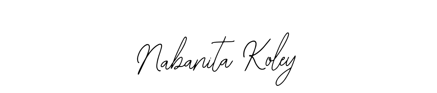 Bearetta-2O07w is a professional signature style that is perfect for those who want to add a touch of class to their signature. It is also a great choice for those who want to make their signature more unique. Get Nabanita Koley name to fancy signature for free. Nabanita Koley signature style 12 images and pictures png