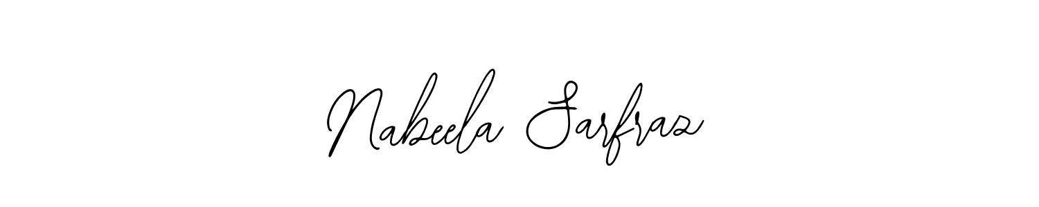 You should practise on your own different ways (Bearetta-2O07w) to write your name (Nabeela Sarfraz) in signature. don't let someone else do it for you. Nabeela Sarfraz signature style 12 images and pictures png