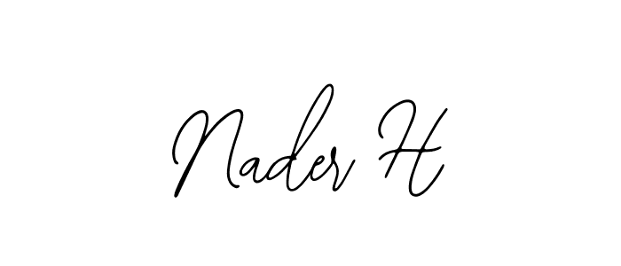 Use a signature maker to create a handwritten signature online. With this signature software, you can design (Bearetta-2O07w) your own signature for name Nader H. Nader H signature style 12 images and pictures png