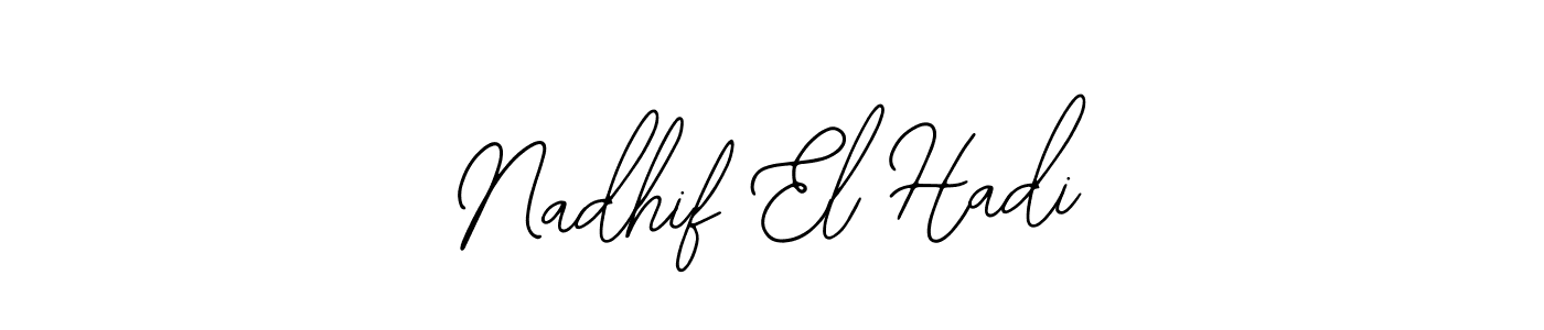 The best way (Bearetta-2O07w) to make a short signature is to pick only two or three words in your name. The name Nadhif El Hadi include a total of six letters. For converting this name. Nadhif El Hadi signature style 12 images and pictures png