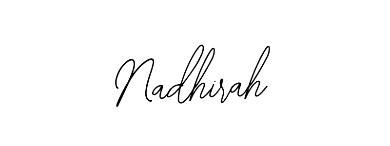 How to make Nadhirah name signature. Use Bearetta-2O07w style for creating short signs online. This is the latest handwritten sign. Nadhirah signature style 12 images and pictures png