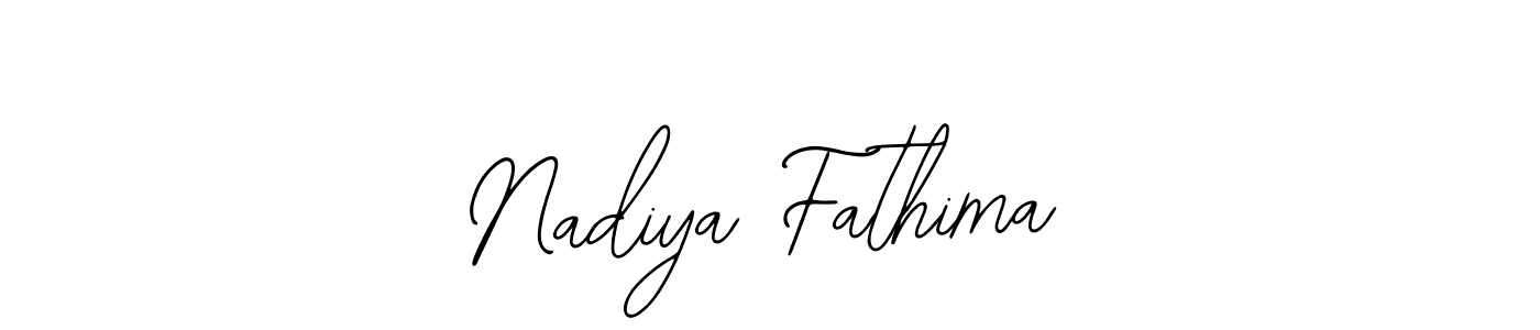 You should practise on your own different ways (Bearetta-2O07w) to write your name (Nadiya Fathima) in signature. don't let someone else do it for you. Nadiya Fathima signature style 12 images and pictures png