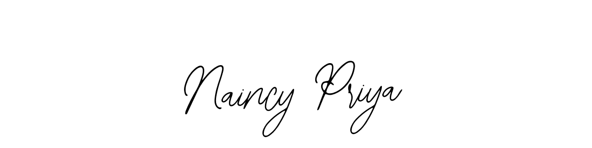 You should practise on your own different ways (Bearetta-2O07w) to write your name (Naincy Priya) in signature. don't let someone else do it for you. Naincy Priya signature style 12 images and pictures png