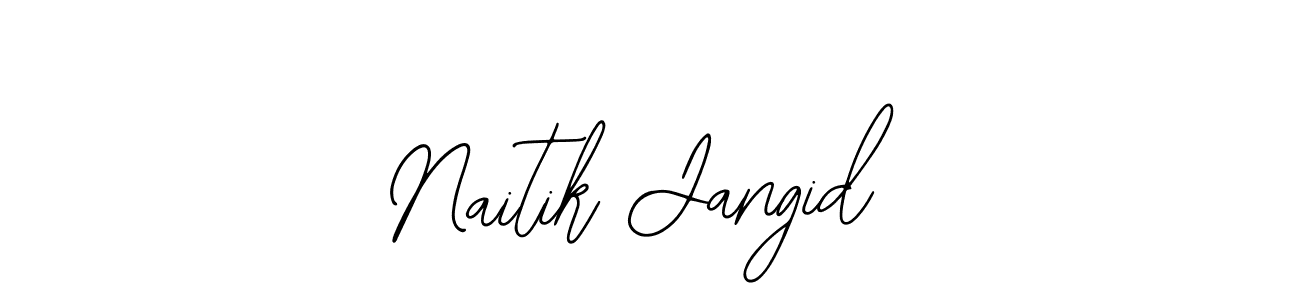 The best way (Bearetta-2O07w) to make a short signature is to pick only two or three words in your name. The name Naitik Jangid include a total of six letters. For converting this name. Naitik Jangid signature style 12 images and pictures png