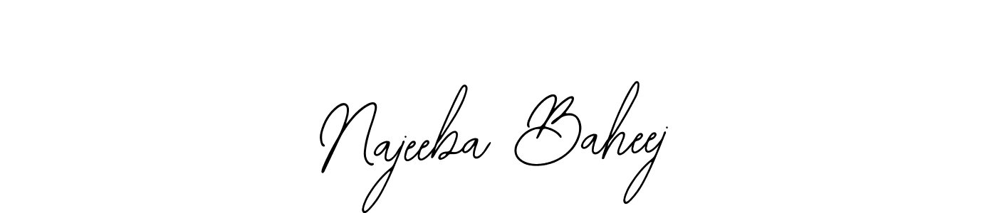 if you are searching for the best signature style for your name Najeeba Baheej. so please give up your signature search. here we have designed multiple signature styles  using Bearetta-2O07w. Najeeba Baheej signature style 12 images and pictures png