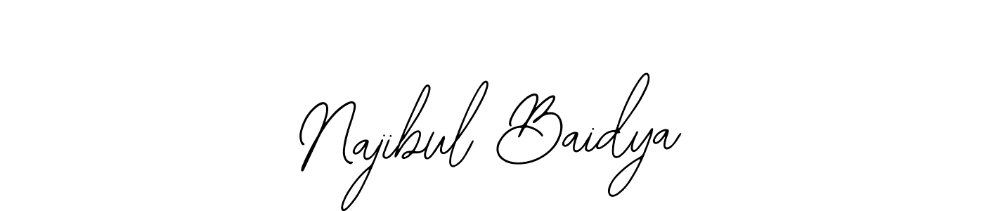 You should practise on your own different ways (Bearetta-2O07w) to write your name (Najibul Baidya) in signature. don't let someone else do it for you. Najibul Baidya signature style 12 images and pictures png