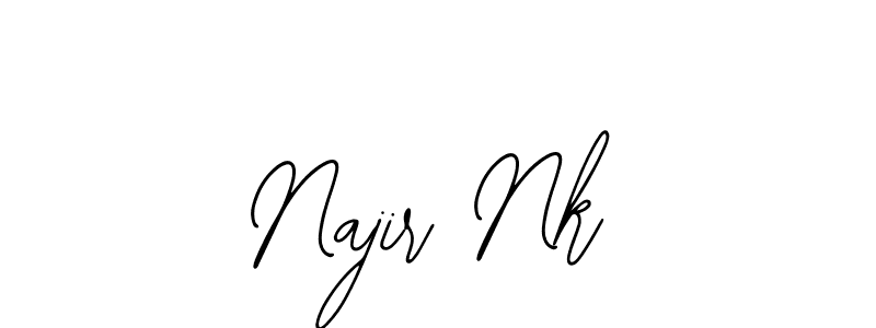 How to make Najir Nk name signature. Use Bearetta-2O07w style for creating short signs online. This is the latest handwritten sign. Najir Nk signature style 12 images and pictures png