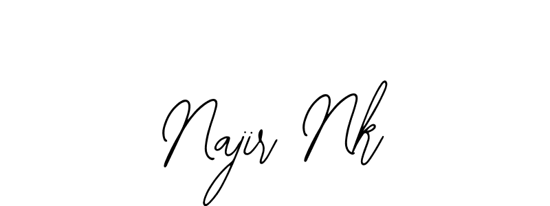 How to make Najir Nk name signature. Use Bearetta-2O07w style for creating short signs online. This is the latest handwritten sign. Najir Nk signature style 12 images and pictures png