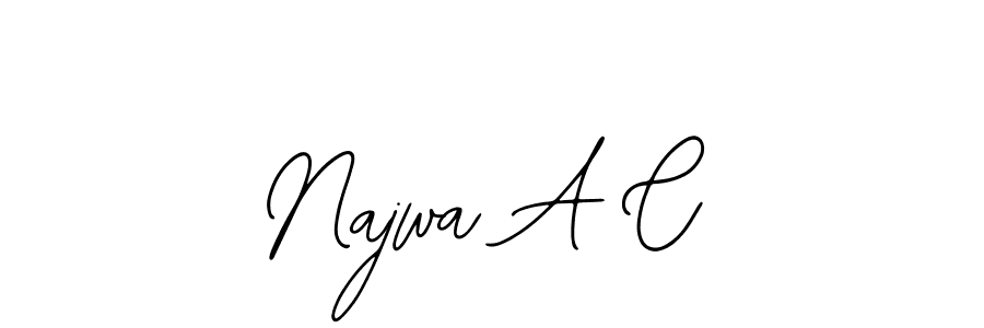 Design your own signature with our free online signature maker. With this signature software, you can create a handwritten (Bearetta-2O07w) signature for name Najwa A C. Najwa A C signature style 12 images and pictures png